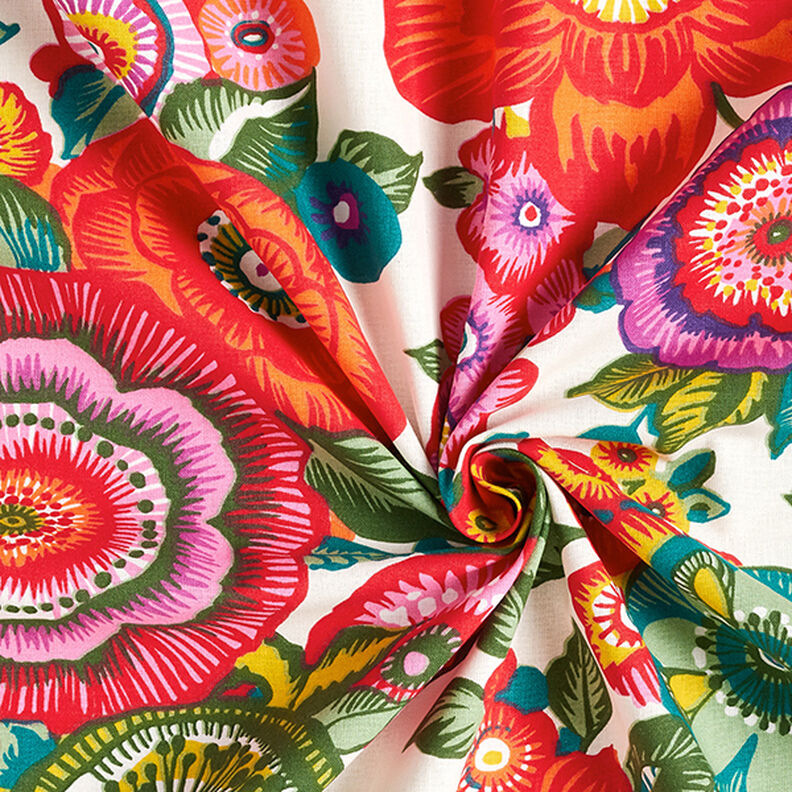 tessuto in cotone cretonne motivo floreale – rosso,  image number 3