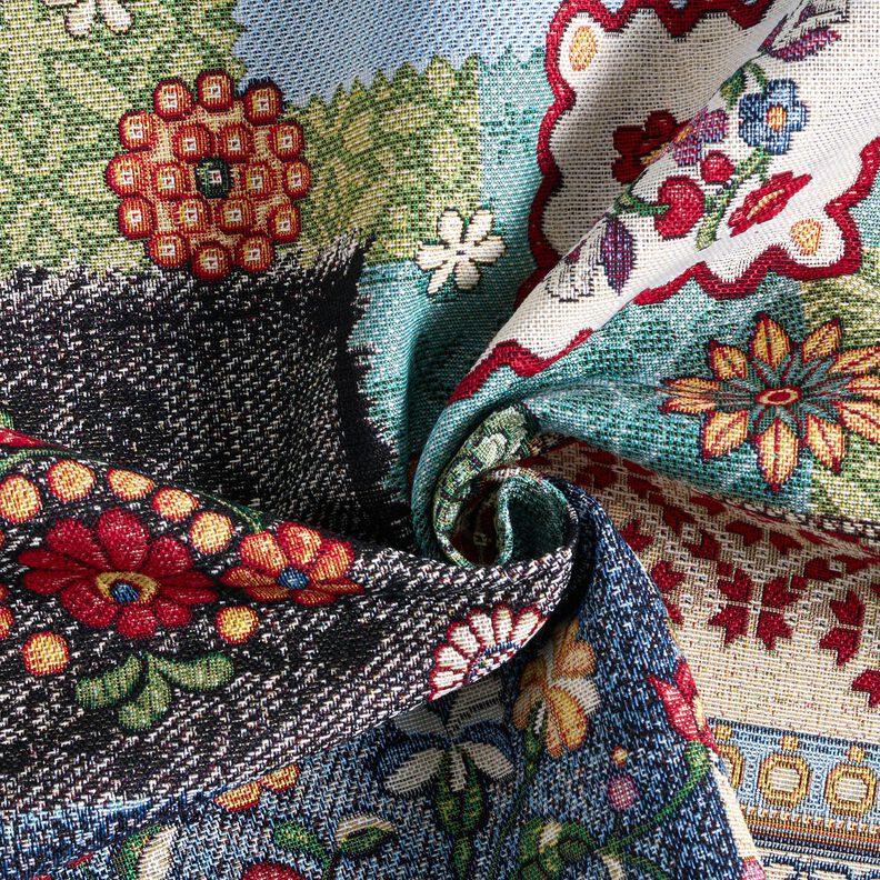 tessuto arredo gobelin Mosaico jeans – beige chiaro/colore blu jeans,  image number 3