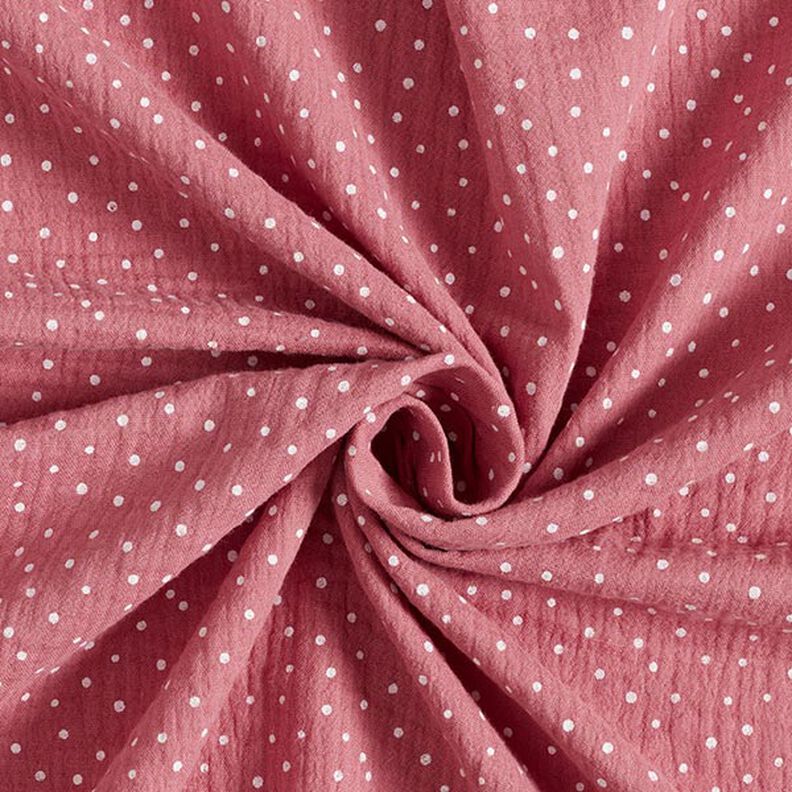 mussolina / tessuto doppio increspato piccoli pois – rosa anticato/bianco,  image number 3