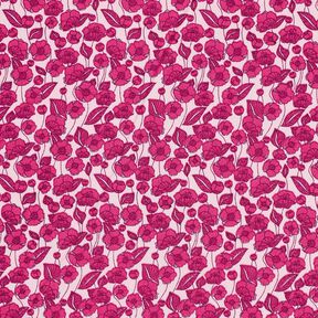 popeline di cotone Tralci di fiori – rosa chiaro/porpora, 