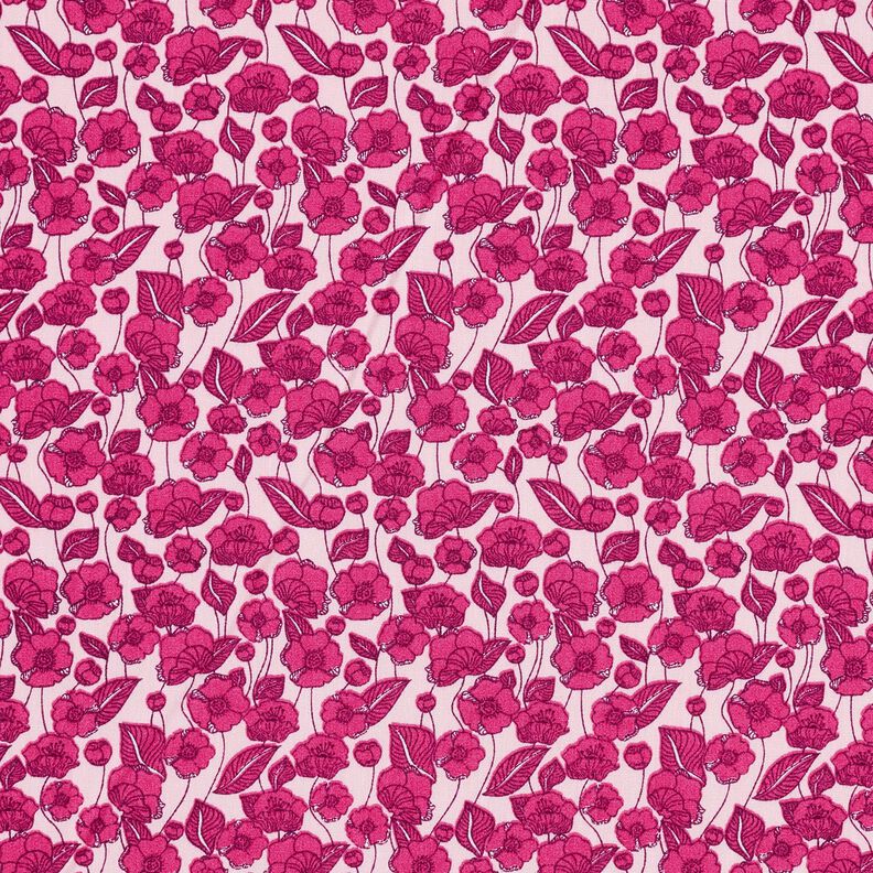 popeline di cotone Tralci di fiori – rosa chiaro/porpora,  image number 1
