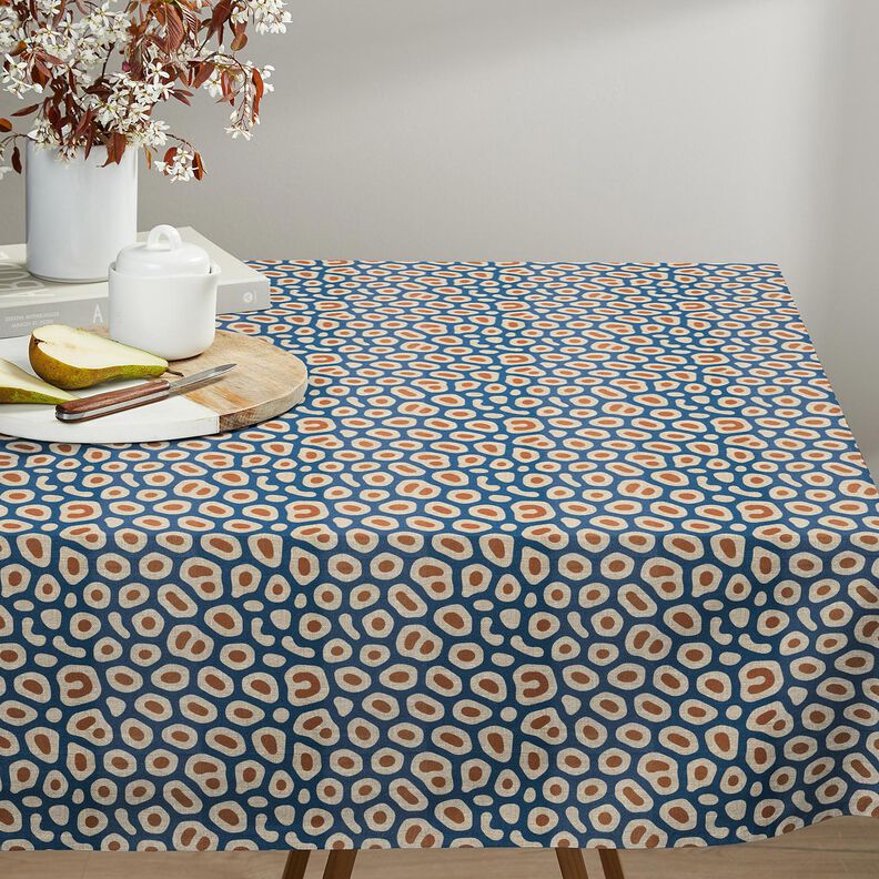 tessuto arredo mezzo panama Motivo leopardato astratto – blu/anacardo,  image number 7