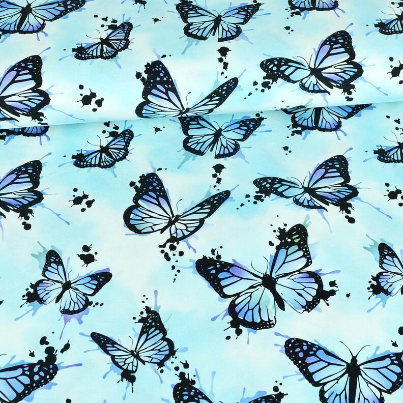 jersey di cotone Spruzzi di farfalle | Glitzerpüppi – blu ghiaccio,  image number 2