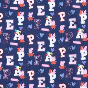 popeline di cotone Lettere di Peppa Pig Tessuto oggetto di licenza | ABC Ltd – indaco, 