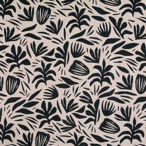 tessuto arredo gobelin Piante astratte – beige chiaro/nero, 