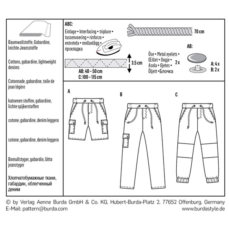 pantaloni per bambini / shorts, Burda 9354 | 116 - 158,  image number 7