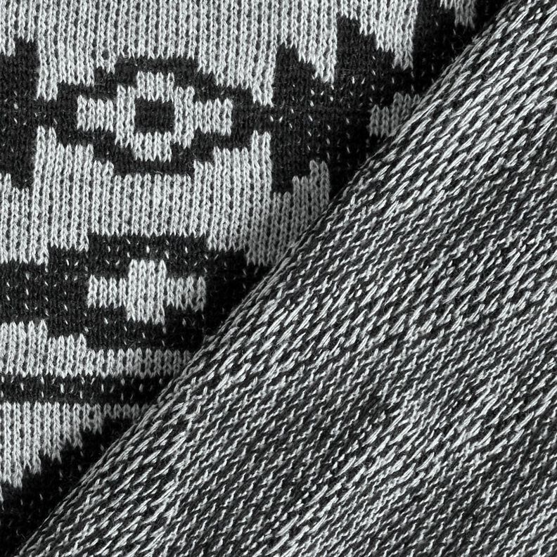 Tessuto in maglia con motivo Ikat – grigio/nero, image number 4