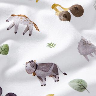 jersey di cotone bio Fattoria stampa digitale – bianco lana, 