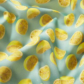 tessuto in cotone popeline Limoni freschi – eucalipto/giallo limone, 