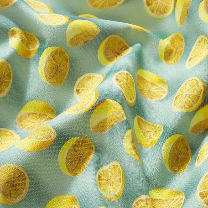 tessuto in cotone popeline Limoni freschi – eucalipto/giallo limone,  image number 2