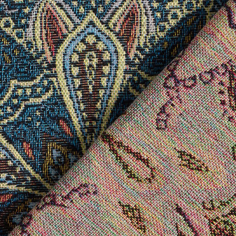 tessuto arredo gobelin fiori mandala – nero/blu,  image number 4
