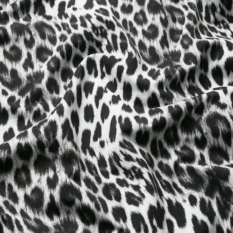 Stampa digitale leopardo delle nevi spazzolato French Terry – nero/bianco, image number 2