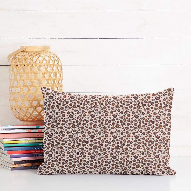 tessuto in cotone cretonne grandi macchie di leopardo – marrone medio/beige chiaro,  image number 6