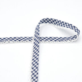 Nastro in sbieco Quadro vichy con bordo all'uncinetto [20 mm] – blu marino, 