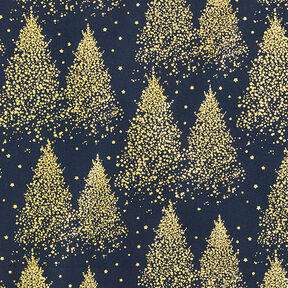 tessuto in cotone popeline Polvere d'oro degli abeti – blu notte/oro, 