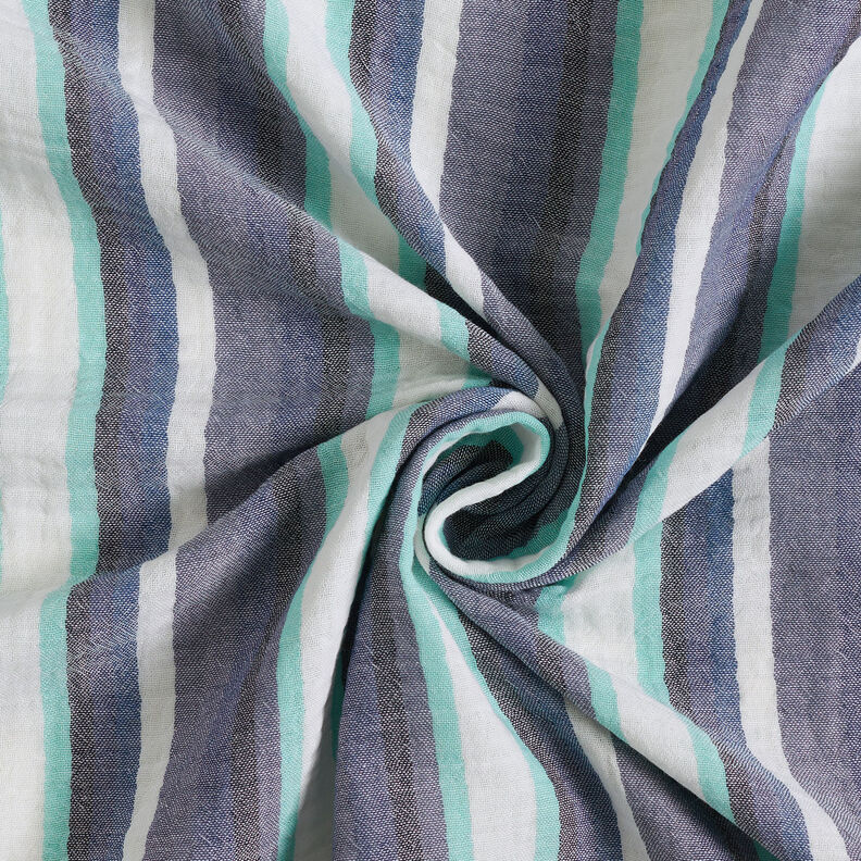 mussolina / tessuto doppio increspato Righe tinte in filo – indaco/blu ghiaccio,  image number 4