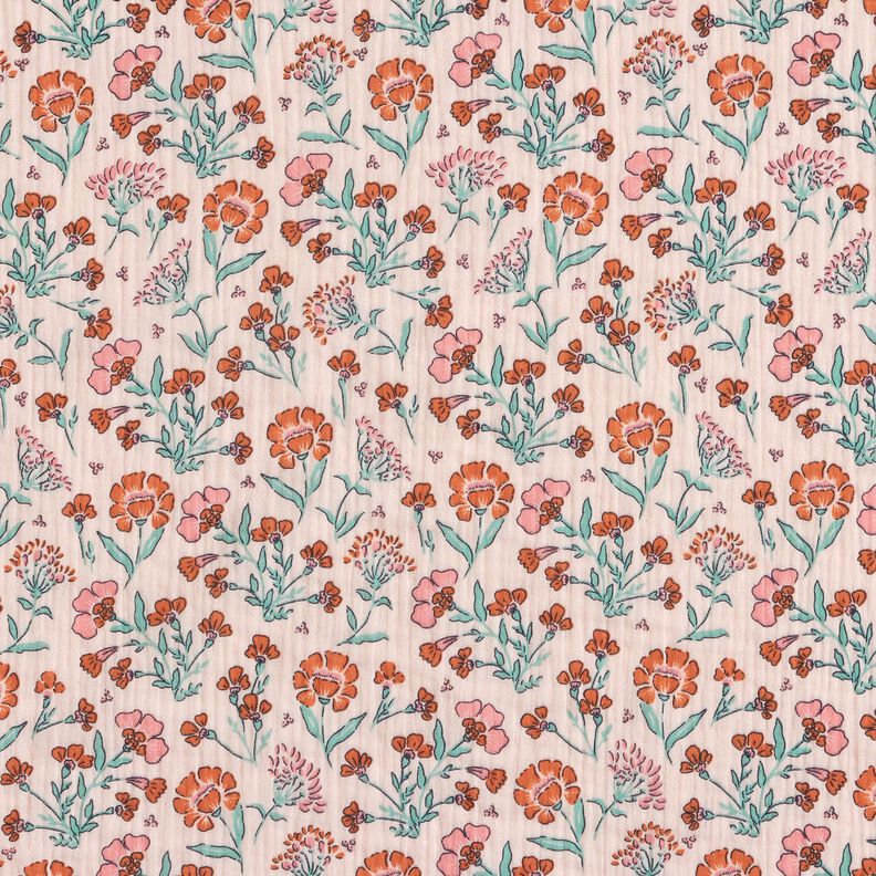 mussolina / tessuto doppio increspato Prato fiorito | Poppy Fabrics – rosé,  image number 1