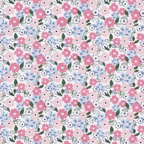 popeline di cotone bio Mare di fiori – bianco/azzurro, 