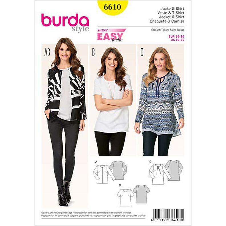 giacca / maglietta, Burda 6610,  image number 1