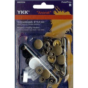 Bottone a pressione Anorak 1 – marrone medio | YKK, 