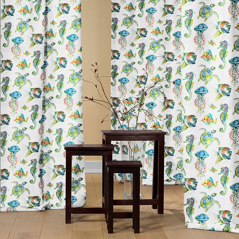 tessuto arredo mezzo panama animali marini – verde,  image number 8