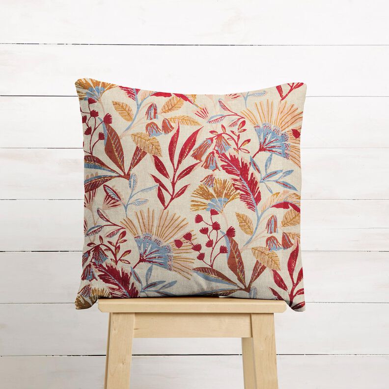 tessuto arredo mezzo panama Flora – naturale/bacca, image number 8