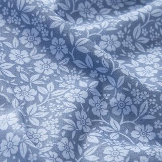 popeline di cotone fiori bicolore – colore blu jeans/azzurro, 