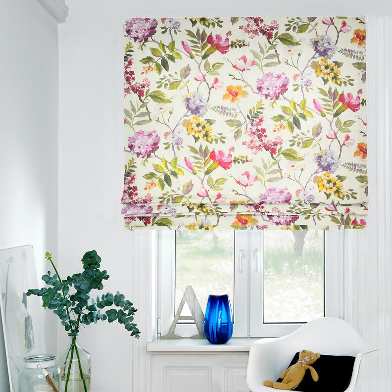 tessuto arredo tessuti canvas Ortensie – crema/color bacca chiaro,  image number 7