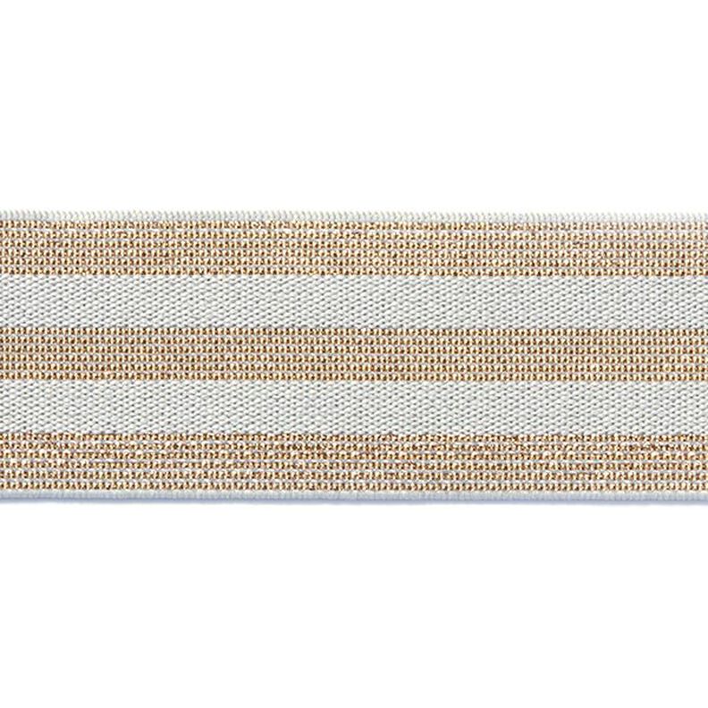 nastro elastico a righe [40 mm] – grigio chiaro/oro,  image number 1