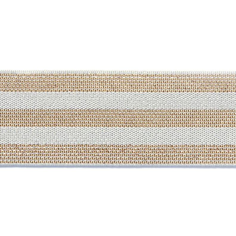 nastro elastico a righe [40 mm] – grigio chiaro/oro,  image number 1