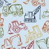 French terry, felpa estiva Veicoli da cantiere | Poppy Fabrics – azzurro baby/blu marino,  thumbnail number 1