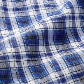 Tessuto di cotone tartan increspato – blu reale/bianco, 