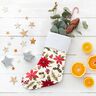 tessuto arredo tessuti canvas Fiori di stella di Natale – bianco lana/rosso carminio,  thumbnail number 6