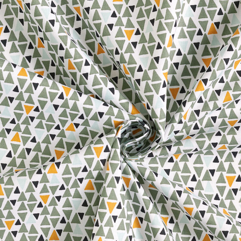 tessuto in cotone cretonne mini triangoli – canna palustre/bianco,  image number 3