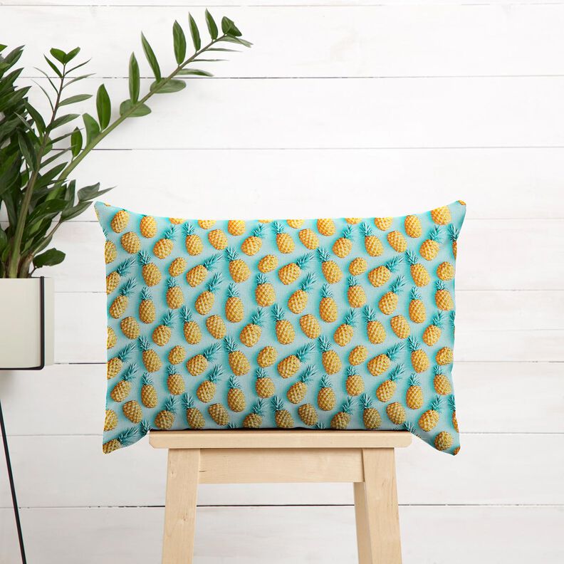 tessuto in cotone popeline ananas – azzurro/giallo, image number 6