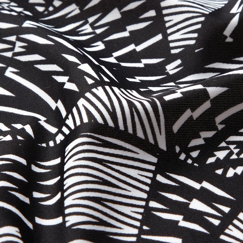 Tessuto per costumi da bagno con motivo grafico astratto – nero/bianco,  image number 2