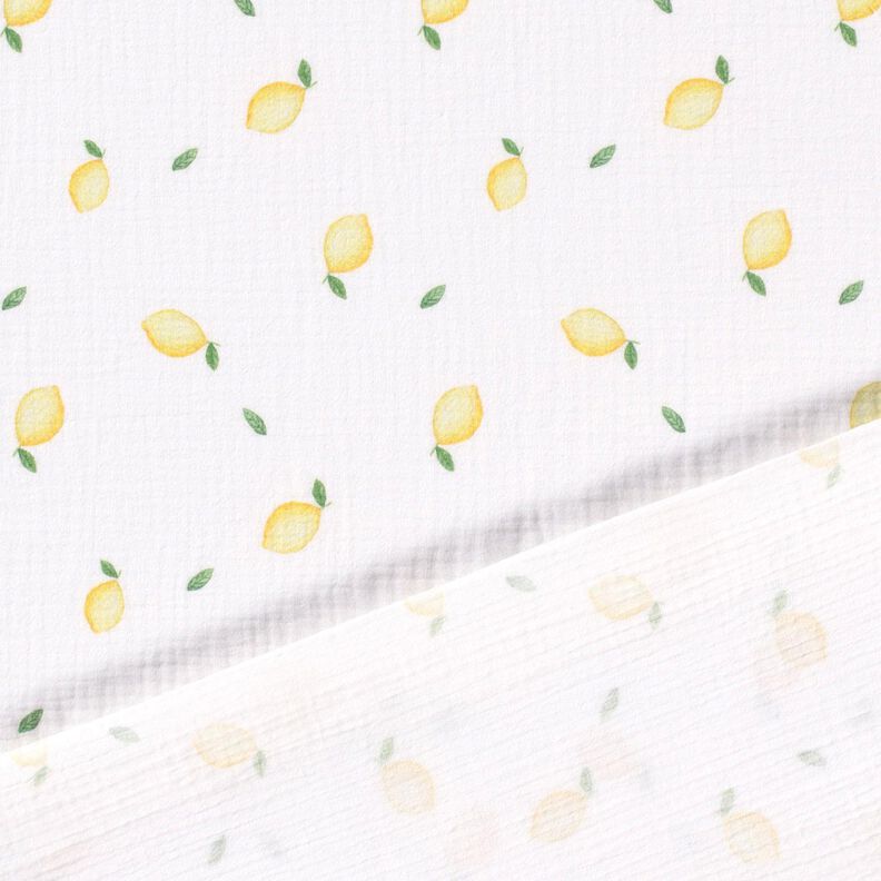 mussolina / tessuto doppio increspato Limoni all'acquerello stampa digitale – bianco,  image number 4