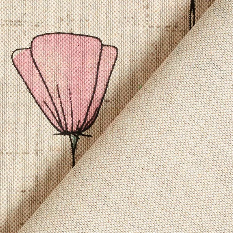 tessuto arredo mezzo panama fiori secchi – naturale/rosa,  image number 6