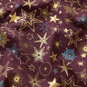 tessuto in cotone popeline Grandi stelle – rosso merlot/oro,  thumbnail number 2