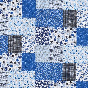 tessuto in cotone cretonne effetto patchwork – bianco/blu, 