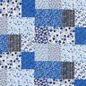 tessuto in cotone cretonne effetto patchwork – bianco/blu,  thumbnail number 1