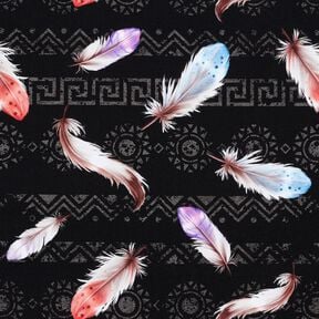 French terry Piume boho | Glitzerpüppi  – nero/aragosta, 