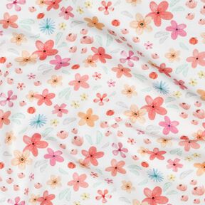 GOTS jersey di cotone Fiorellini colorati stampa digitale | Poppy Fabrics – bianco/albicocca, 