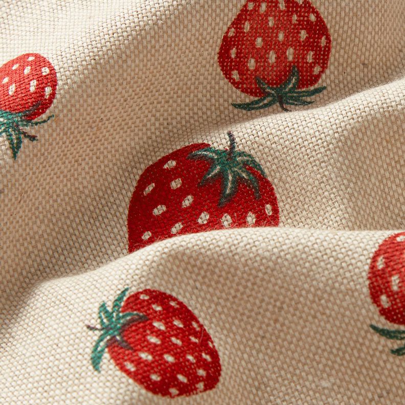 tessuto arredo mezzo panama Piccole fragole – rosso/naturale, image number 2