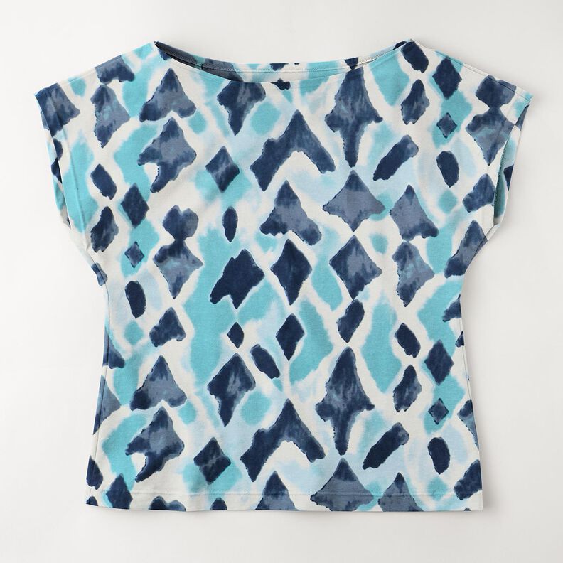 jersey di viscosa Motivo ikat – blu cielo/blu notte,  image number 5