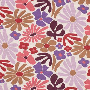 felpa garzata grandi fiori | Poppy Fabrics – naturale/rosso merlot, 