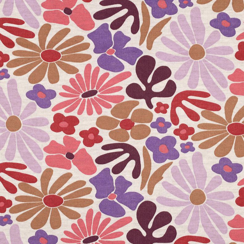 felpa garzata grandi fiori | Poppy Fabrics – naturale/rosso merlot,  image number 1
