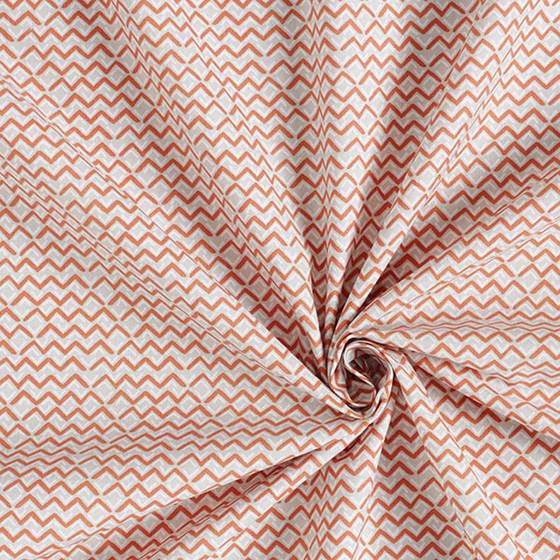 tessuto in cotone cretonne motivo zigzag etnico – terracotta,  image number 3
