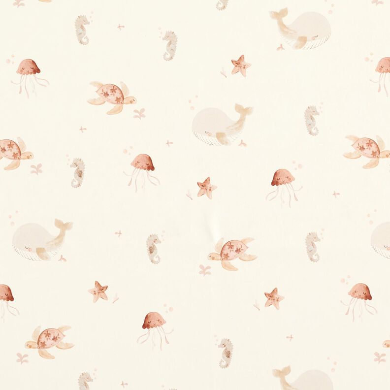 tessuto per impermeabili Delicato mondo sottomarino stampa digitale – crema,  image number 1