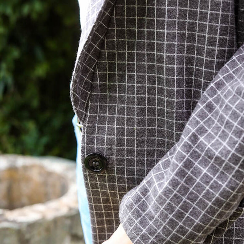 maglia jacquard garzata, quadri – grigio scuro,  image number 7